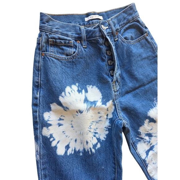 Pacsun High Rise Straight Jeans 24 Womens Bleached Design Raw Hem Button Fly - Picture 3 of 8